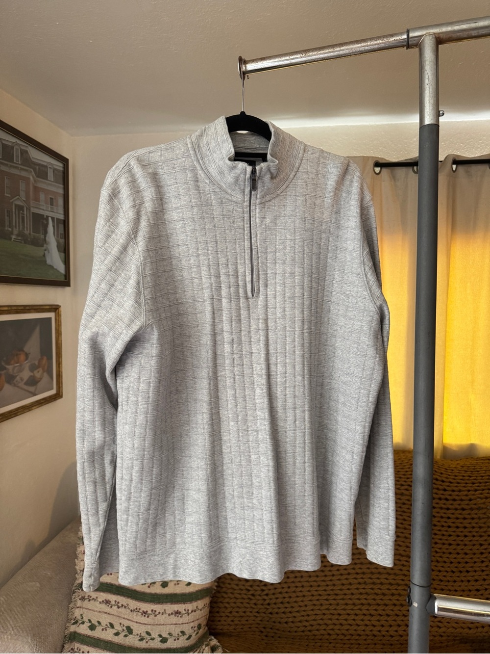 Bobby Jones Gray Ribbed Half-Zip Sweater